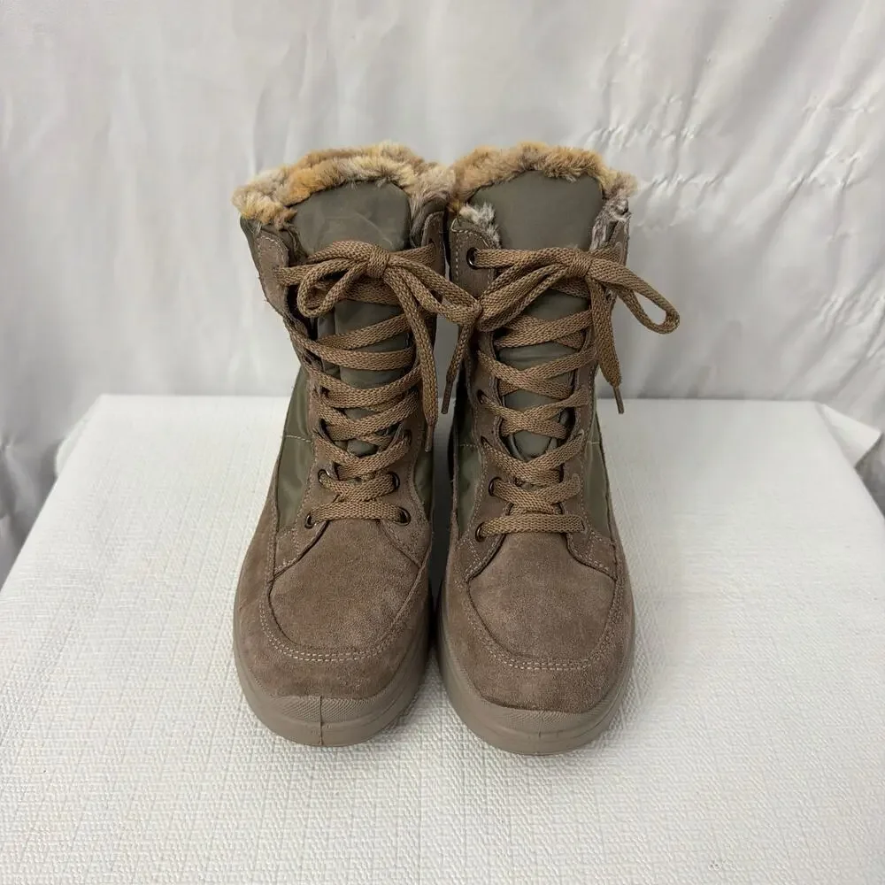 IGI & Co Boots Womens Size 6.5 Wedge Brown GoreTex Waterproof Faux Fur Lined 37